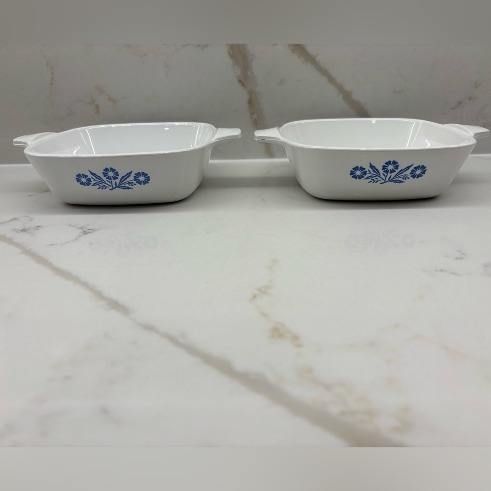 2 Mini Vintage Corning Ware Petite Pans P-41 Blue Cornflower Baking Dishes Cute